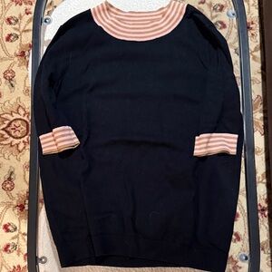 Boden Navy Sweater with Pink and Brown Stripes
